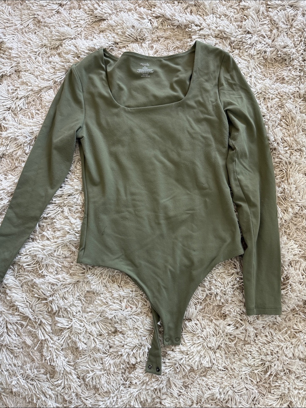 nuuds Olive Square Neck Long Sleeve Bodysuit
